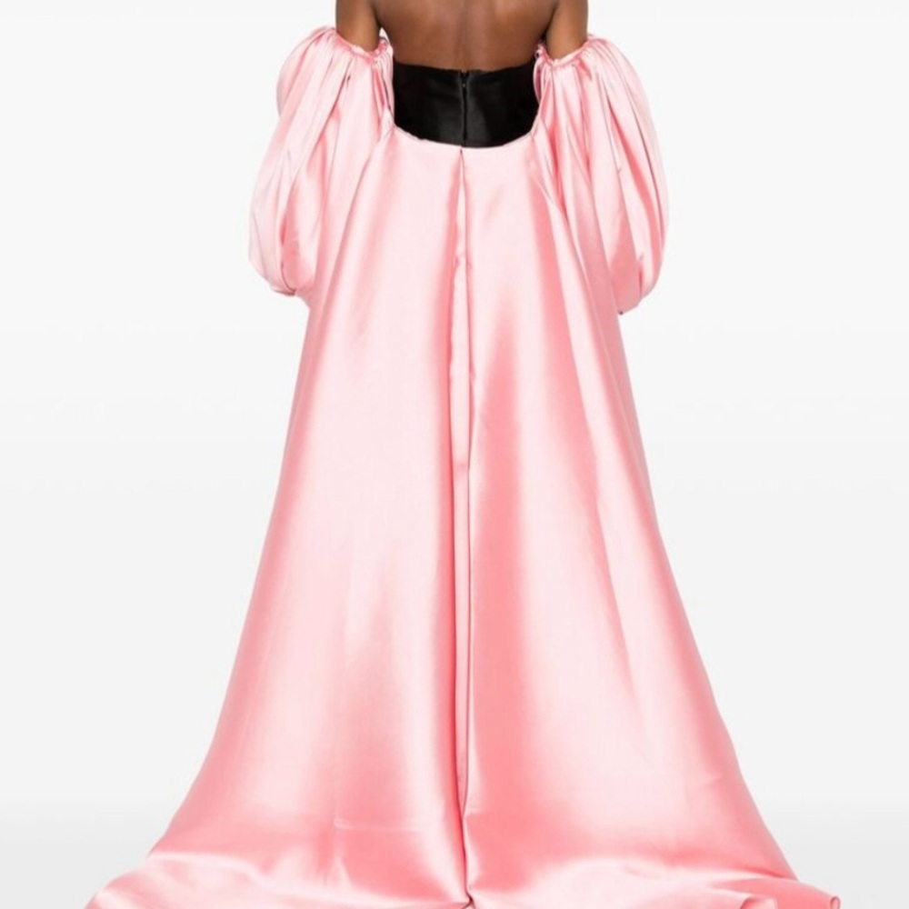 Solace London Elegant Black and Pink Strapless Gown - Picture 2 of 9